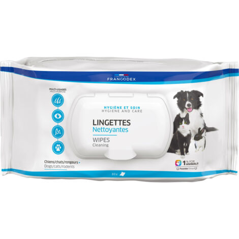 Lingettes nettoyantes multi-usages pour chien, chat et rongeur - Francodex