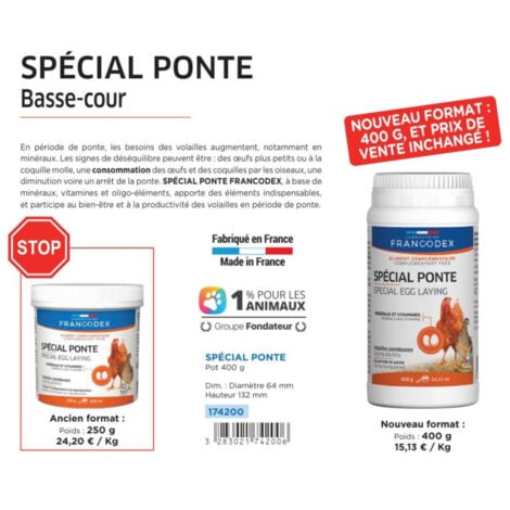 Spécial ponte, pot de 400 g pour poule pondeuse - Francodex
