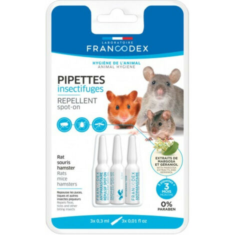 3 Pipettes Insectifuges Pour Rats, Souris, Hamsters - Francodex (1/3)