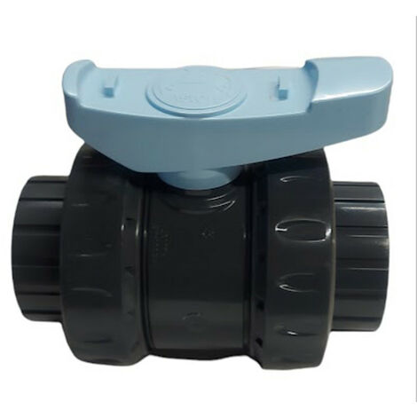 Vanne PVC 20 Mm SVT PN 16 – Double Union à Coller, Poignée Bleue, Pour Tuyauterie Eau