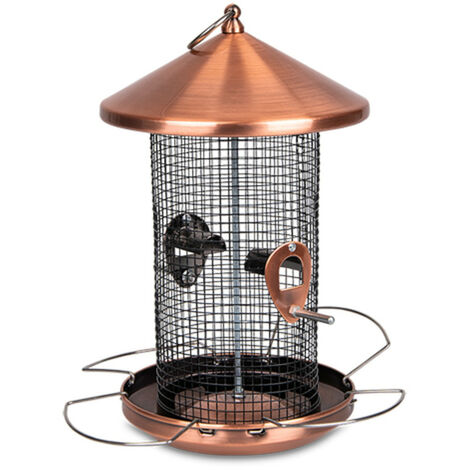 Mangeoire à arachides, ø 17 x H 31 cm, cuivre et noir pour oiseaux - animallparadise (1/2)