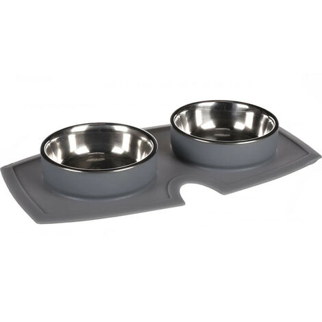 Gamelle et abreuvoir 210ml avec tapis en silicone anti-dérapant pour chat - Flamingo (1/3)