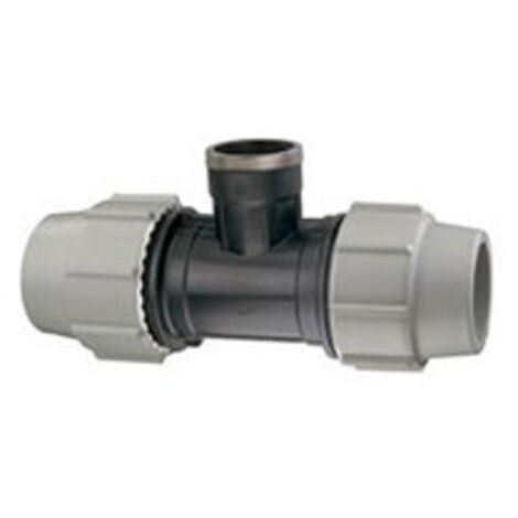 Té taraudé à compression 7140 - 25 mm x 3/4 pouce - Plasson (1/2)