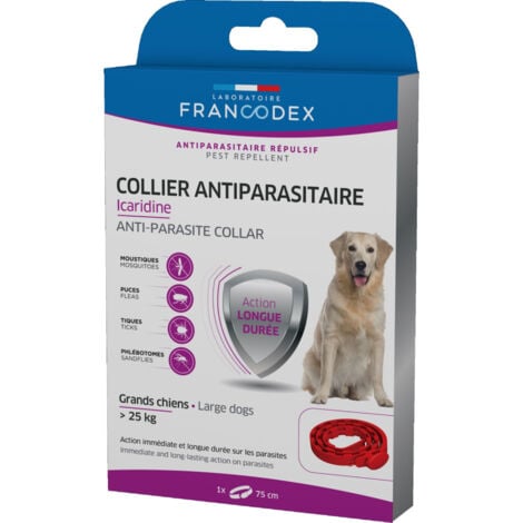 Collier Antiparasitaire Icaridine 75 cm rouge pour chien plus de 25 kg - Francodex