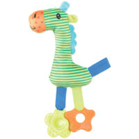 Peluche rio girafe vert anneau à mordiller 26 cm jouet pour chiots - zolux