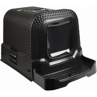 Maison De Toilette 42 X 69 X 41 Cm Rattan Noir Pour Chat