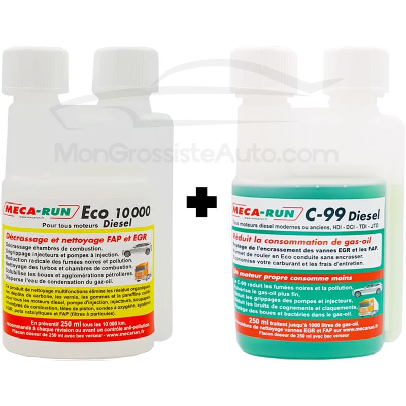 Pack décrassage Mecarun, ECO 10000 Diesel + C99 Diesel, 250ml