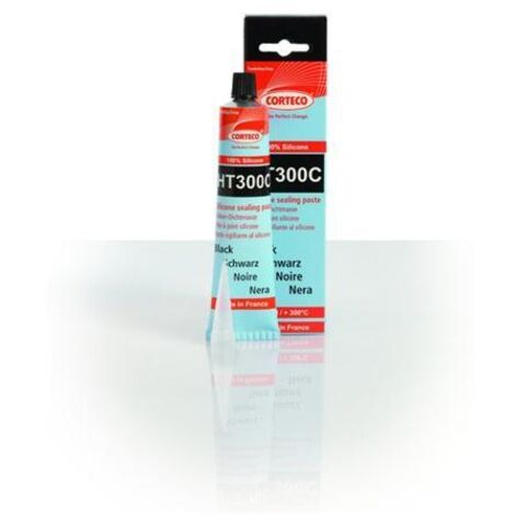 Pâte à joint noire élastomère 100% silicone 300°C – Résistance à l'eau et à l'humidité – Collage et étanchéité pour applications industrielles – Corteco