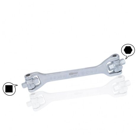 Kstools – Clé universelle de vidange 8 en 1 – 4 et 6 pans – Acier spécial chromé – Longueur 270 mm pour entretien automobile