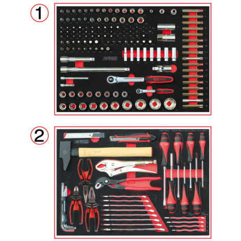 KS Tools - Servante 5 tiroirs équipée  184 outils RACING - servante d'atelier complète - desserte outils - 855.5184