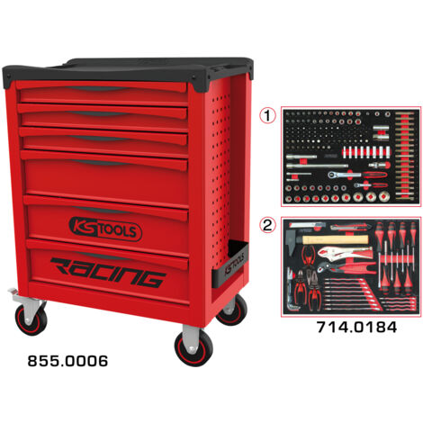 KS Tools - Servante RACING 6 tiroirs équipée de 184 outils - 855.6184 (1/5)