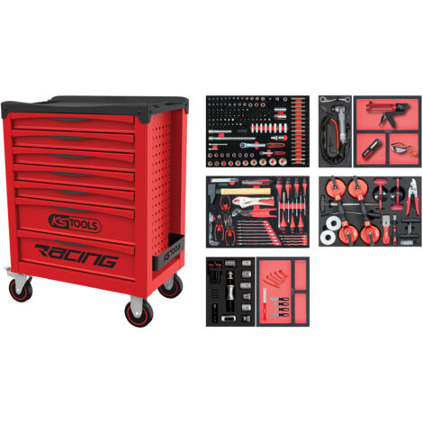 KS Tools - Servante RACING 7 tiroirs + composition pare brise, 232 pcs - 855.7232
