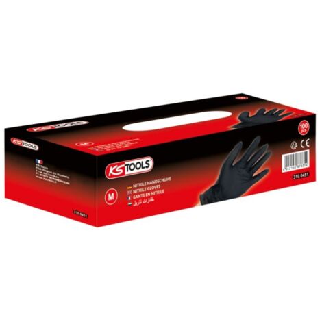 Gant de protection en nitrile noir, Taille M, boite de 100pces KSTOOLS (1/3)