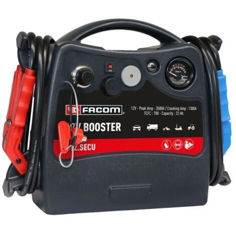 Facom – Booster de démarrage 12V – Courant de démarrage max 1300A – Batterie AGM étanche – Interrupteur de sécurité – Câbles en cuivre 25mm²
