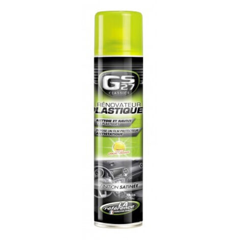 Rénovateur plastique finition satinée 400ml – Parfum citron orange – Lot de 4 – Propriétés antistatiques pour surfaces plastiques – Gs27