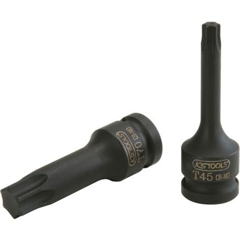Ks Tools – Douille à chocs Torx longue T45 1/2' – Acier chrome-molybdène – Longueur 78mm – Normes DIN 3121 et ISO 1174