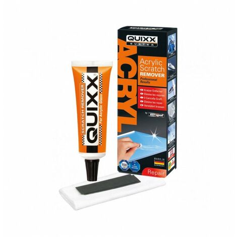 Kit efface rayures acrylique et plexiglas – Produit de polissage Quixx – Chiffon professionnel et papier de verre 1500 inclus