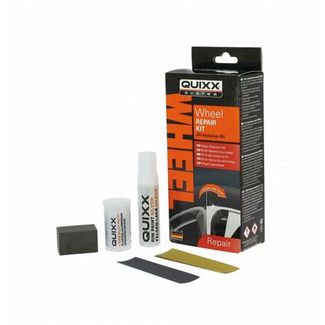 Kit de réparation jantes aluminium – Contient remplisseuse, peinture, papiers abrasifs et gants – Pour jantes en alliage léger – Quixx