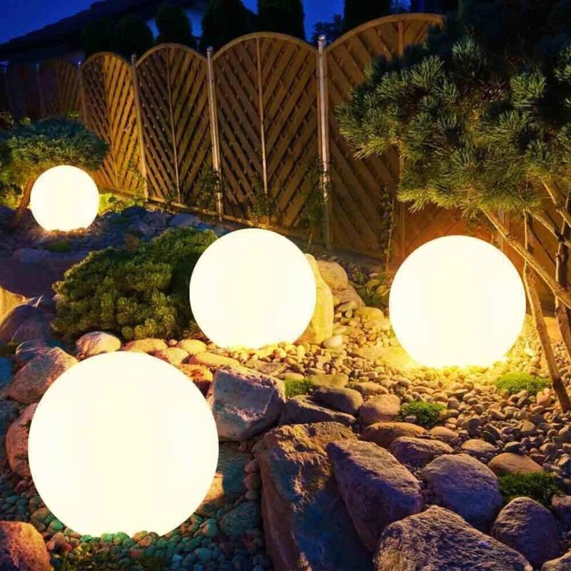 Sfera Luminosa Solare Da Giardino LED Decorazione Da Giardino Sfera Solare Per Esterno 20 Cm Sfera Luminosa Solare Durata Della Luce Circa 6 8 Ore H 62 Cm Set Da 5 64380454