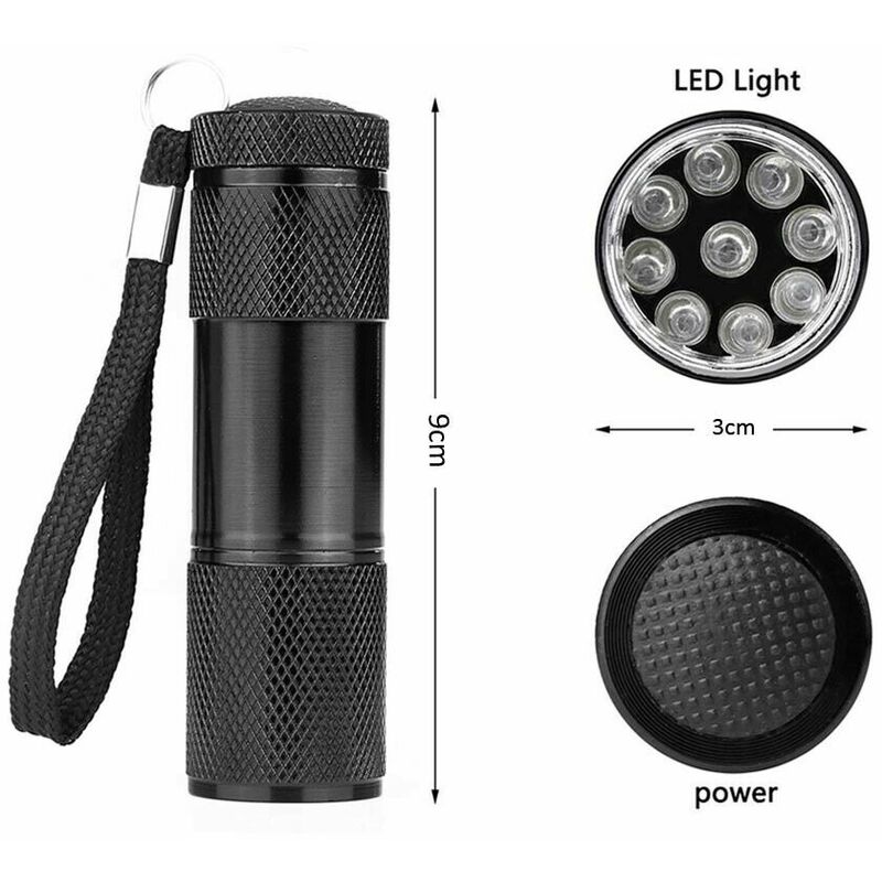 Mini Torcia 9 Led Luce Bianca Minitorcia Tascabile