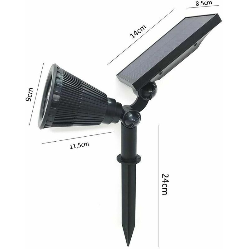 Coppia Faro Con Pannello Solare Ricaricabile 7 Watt Faretto Luce Bianca  Giardino