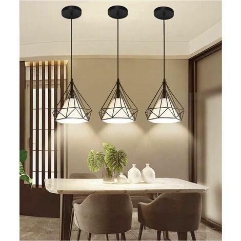 Lampadario Da Soffitto A Sospensione Portalampada E27 Forma Diamante Nero E20-n