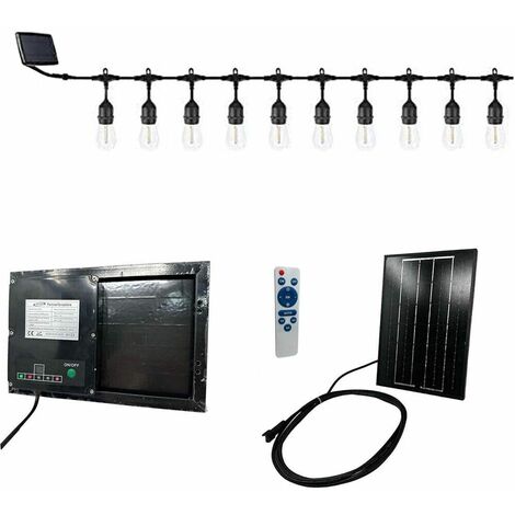 Catena Luminosa Pannello Solare 10 Lampadine Lampad. E27 Imperm. Ip65 S20a-10m