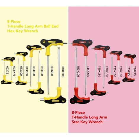 Set chiavi esagonali a T Brugole lunghe 8pz e supporto Chiave esagonale 2  10mm Hex Ingco