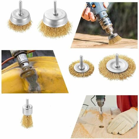 5 Spazzole Metalliche Per Trapano Da 12mm - In Acciaio Inox, Per Pulizia, Lucidatura E Rimozione Ruggine - Foto 3