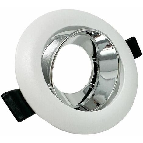 Portafaretto Orientabile Incasso Soffitto Supporto Tondo Faretto Bianco Argento (1/4)