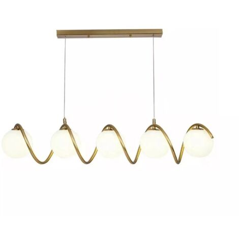 Lampadario A Sospensione Da Soffitto Twist 5 X Sfera In Vetro Bianco G9 Bronzo (1/4)