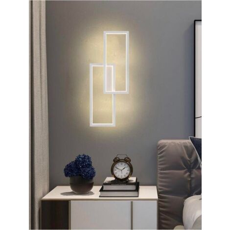 Applique Led Tre Tonalità Luce Bianca Calda Naturale Lampada Rettangolare Bianco
