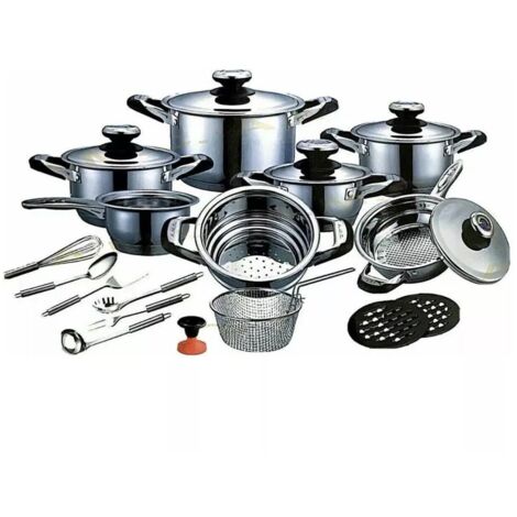 Set Di Pentole Antiaderenti Per Induzione In Acciaio Inox Da 23 Pezzi A.m.c.