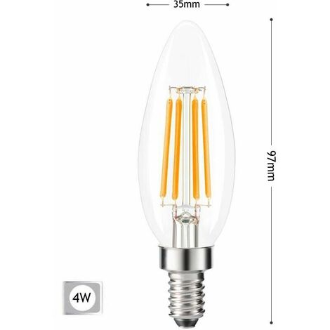 Lampadina LED Filamento Candela 2,2W E14 Equivalente 23W