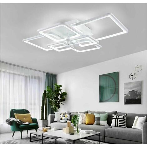 Lampadario led 4 cerchi soffitto moderno plafoniera 60w 3 luci con  telecomando