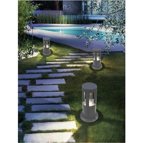 Lampioncino Da Terra Lampada 12 W Led Luce Naturale Lampione Grigio Per Giardino