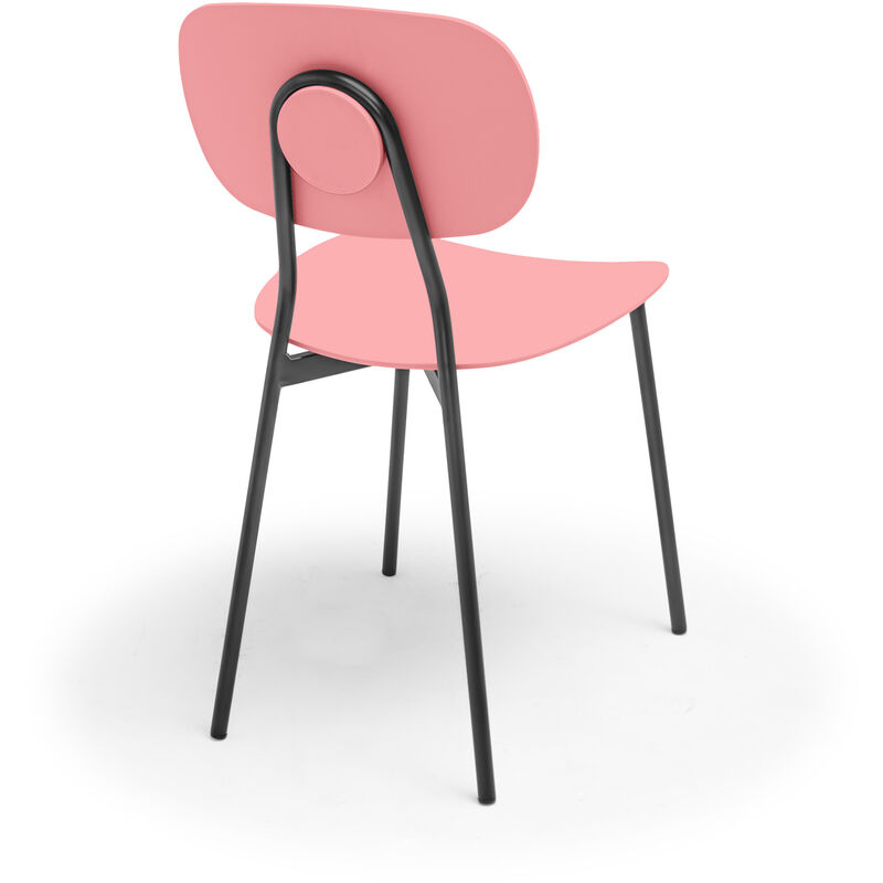 Fabriano - Set di 4 sedie di design in metallo e PP, stile moderno, colore  elegante rosa