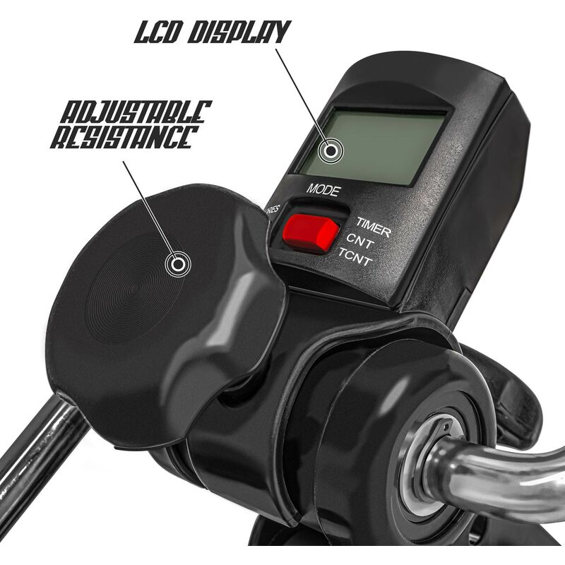Pedali Statici NK Per Allenamento Braccia E Gambe - Esercitatore Domestico Con Resistenza Regolabile E Display LCD | Compatto E Antiscivolo