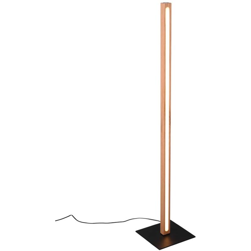Lampada Da Terra A LED Bellari In Rovere E Metallo Nero – 115cm Con Dimmer Touch – Luce Calda 3000K, 2300 Lumen