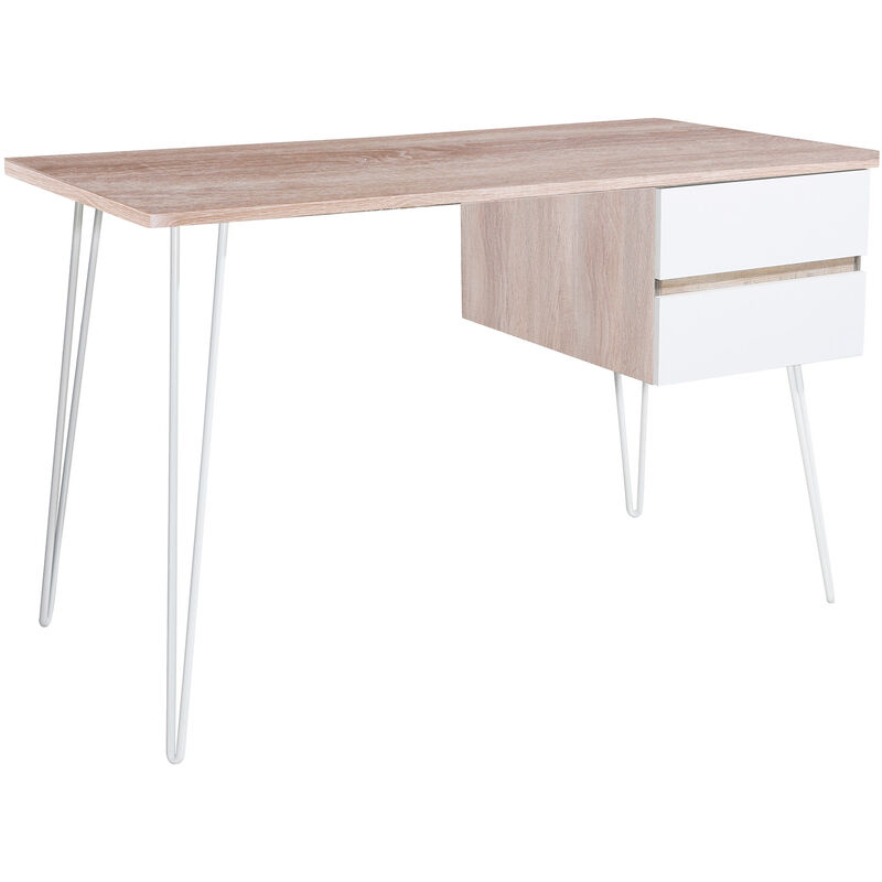 Lucille - scrivania in legno e metallo con 2 cassetti - 120x60x76 cm