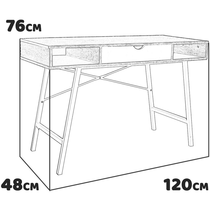 Homcom Scrivania da Disegno con Piano Inclinabile 50° in Acciaio Bianco e  Legno MDF, 120 x 60 x 76cm