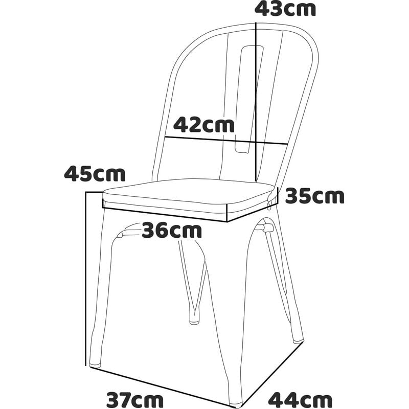 Sofia - Set di 4 sedie in metallo con seduta in legno massello, stile  industriale, colore pastello blu