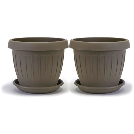 Set Di 2 Vasi Rettangolari Per Fiori In HDPE, Vasi Resistenti Alle Intemperie Con Aperture Per Il Drenaggio Grigio 90231028