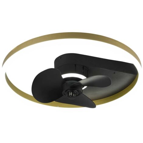Reality, Ventilatore, Borgholm incl. 1 x LED,SMD,30,0 Watt,2700-6500K,3500 Lm. Finitura: Metallo, nero opaco :50,0cm, A:15,0cm Interruttori separati,Comando a distanza,Dimmer integrato