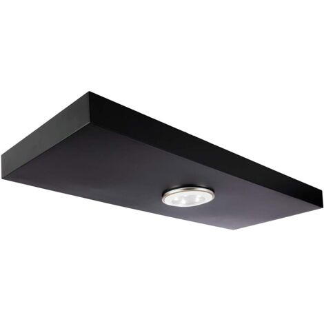 Mensola Design In Legno A Muro Con Luci Led. Mensola A Scomparsa Nera  Taglia M (90x24x4cm)