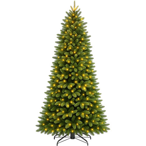 LIFEZEAL Albero Di Natale Artificiale Con LED 150 Cm - Innevato, 170 Luci Con 8 Effetti, Base In Metallo, PVC Di Qualità