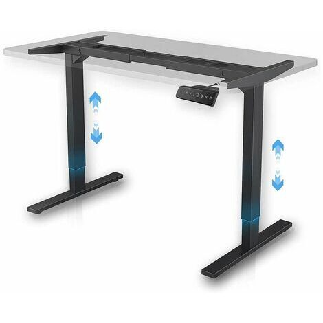 FrankyStar - Stand Up Desk scrivania elettrica con tecnologia dual motor, con regolazione digitale. Postazione mobile da ufficio per pc laptop computer per lavorare in piedi. Nero