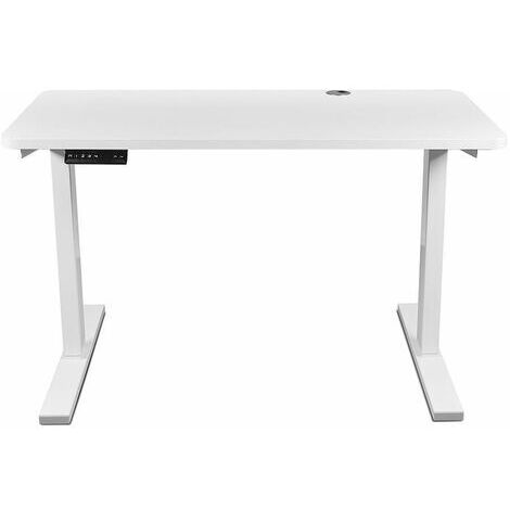 FrankyStar - Stand Up Desk scrivania elettrica con tecnologia dual motor, con regolazione digitale. Postazione mobile da ufficio per pc laptop computer per lavorare in piedi. Bianco