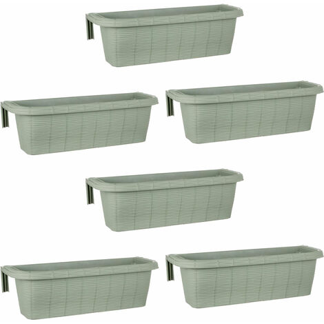 Rondine 60 - set di 6 balconiere intrecciate da 60cm con agganci regolabili e riserva d'acqua Salvia
