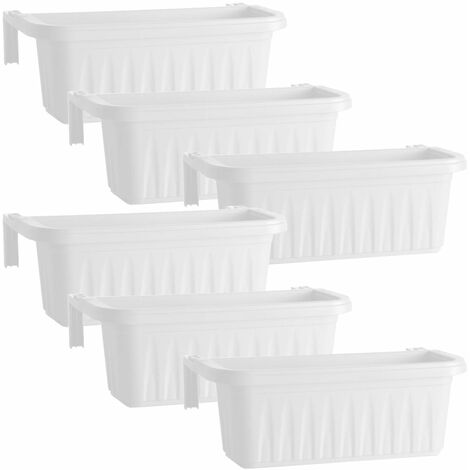 Rondine 50 - set di 6 balconiere da 50cm con agganci regolabili e riserva d'acqua Bianco